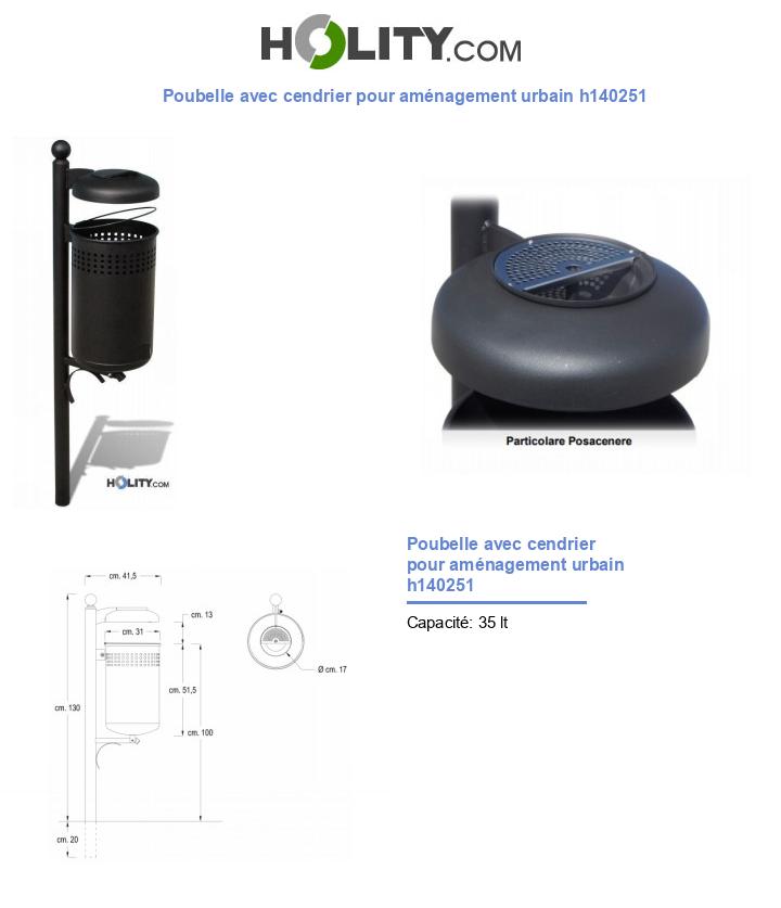 Poubelle avec cendrier pour aménagement urbain h140251