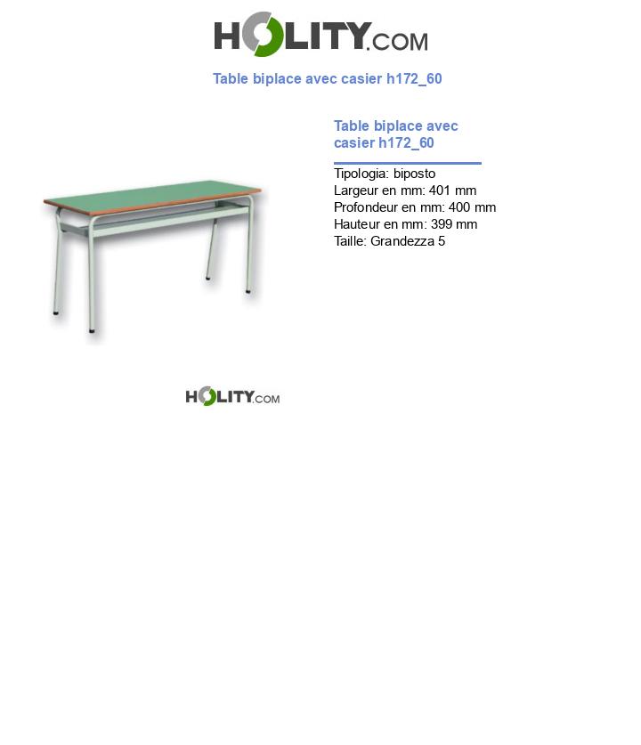 Table biplace avec casier h172_60