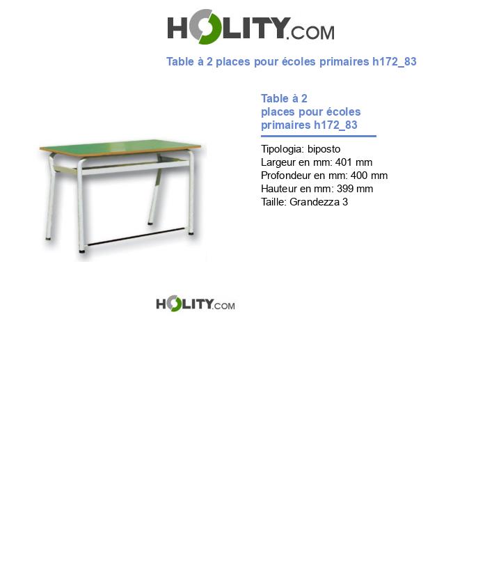 Table à 2 places pour écoles primaires h172_83